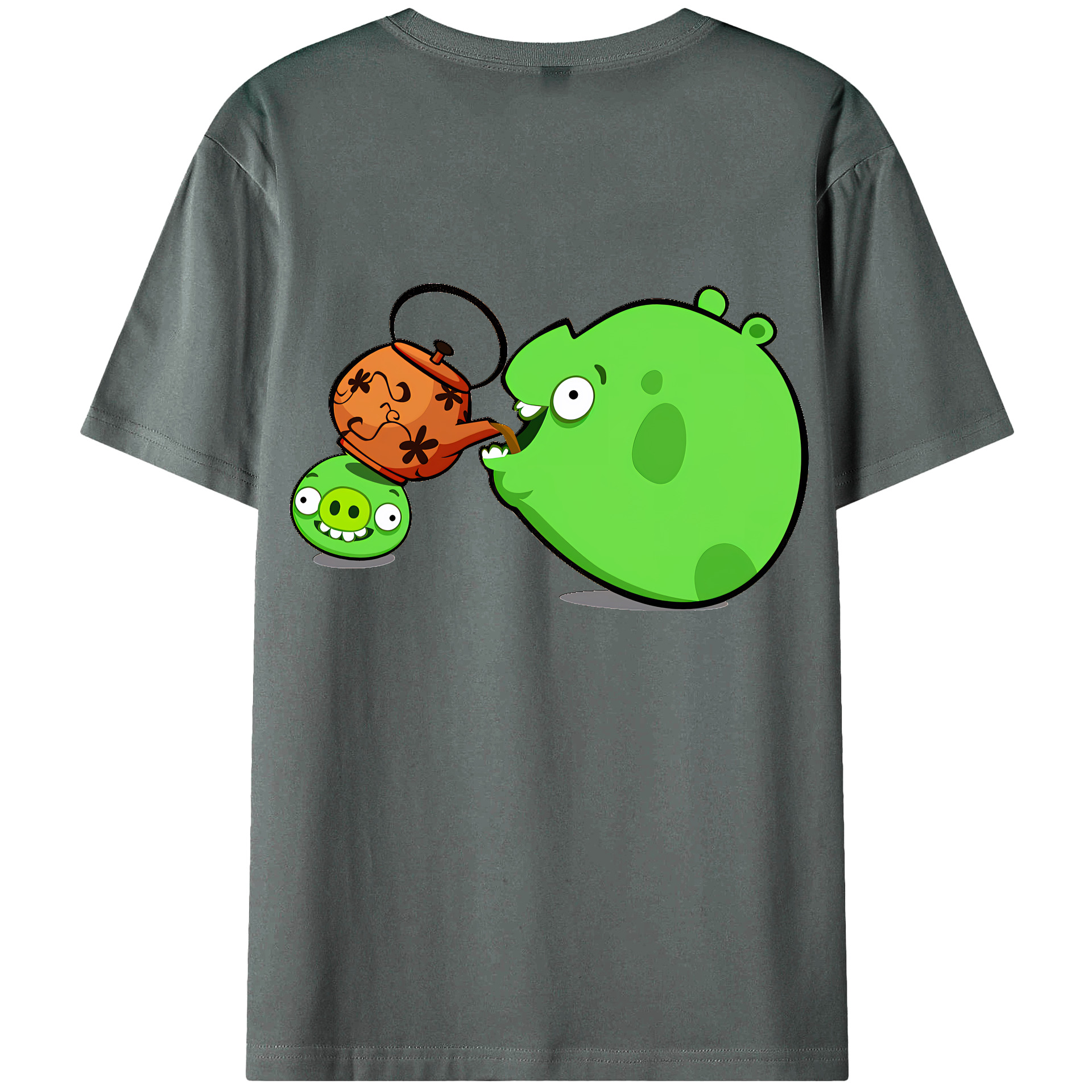 （画像用） Angry Birds アングリーバード 綿100％ メンズ半袖Tシャツ（バックプリント） 通気性